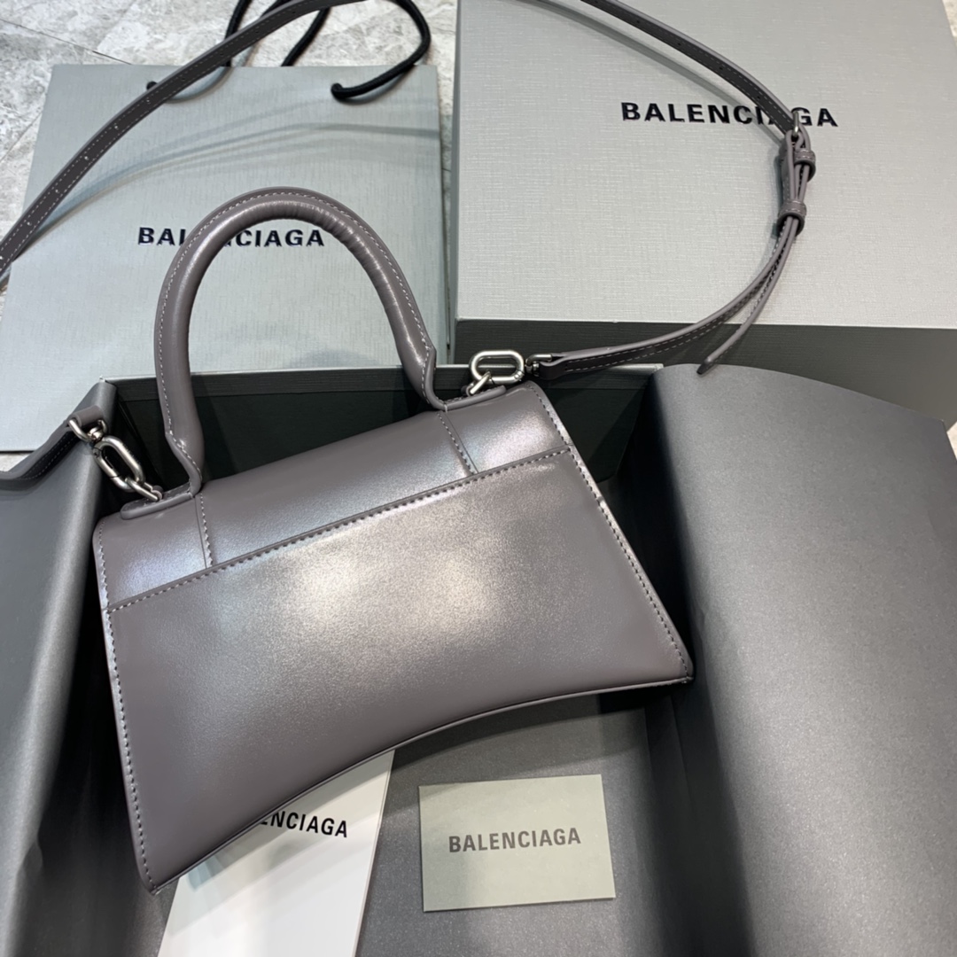 Balenciaga Hourglass Small Handbag Box Calfskin Shoulder Bag Dark Gray